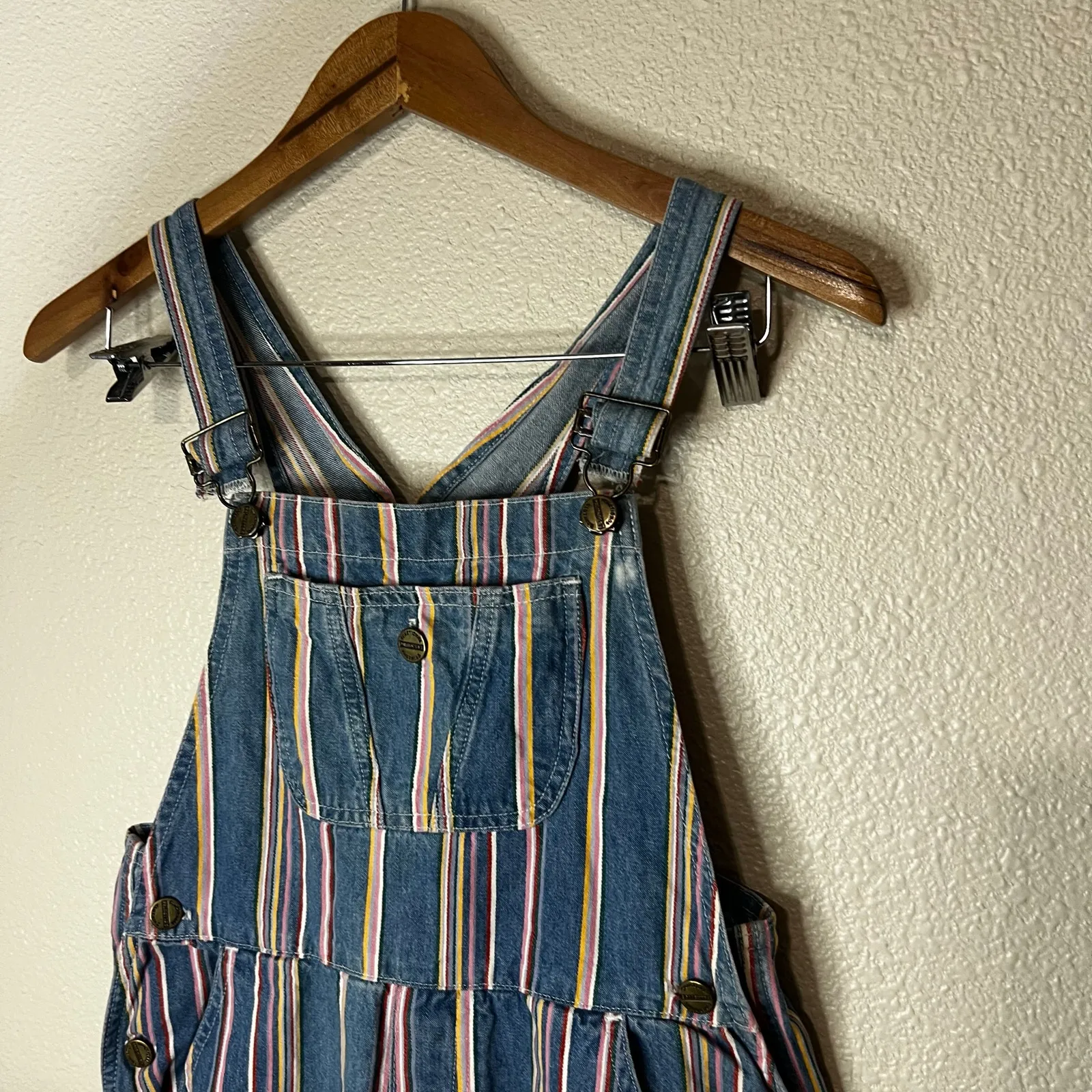 Palmetto’s Vintage denim striped overalls shorts L14 / MODERN WOMENS XS Blue - Image 3