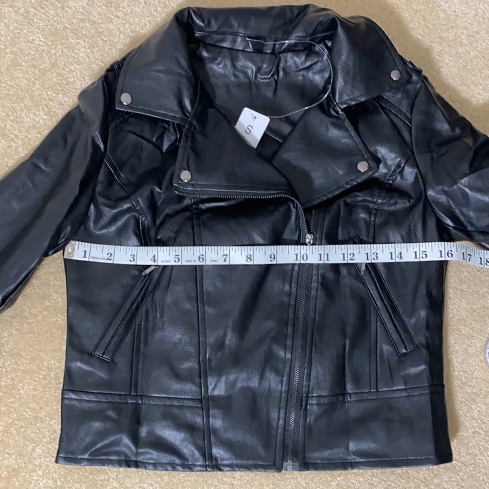 Women’s Black Faux Leather Jacket Small Lil Peep NWT Black - Image 7