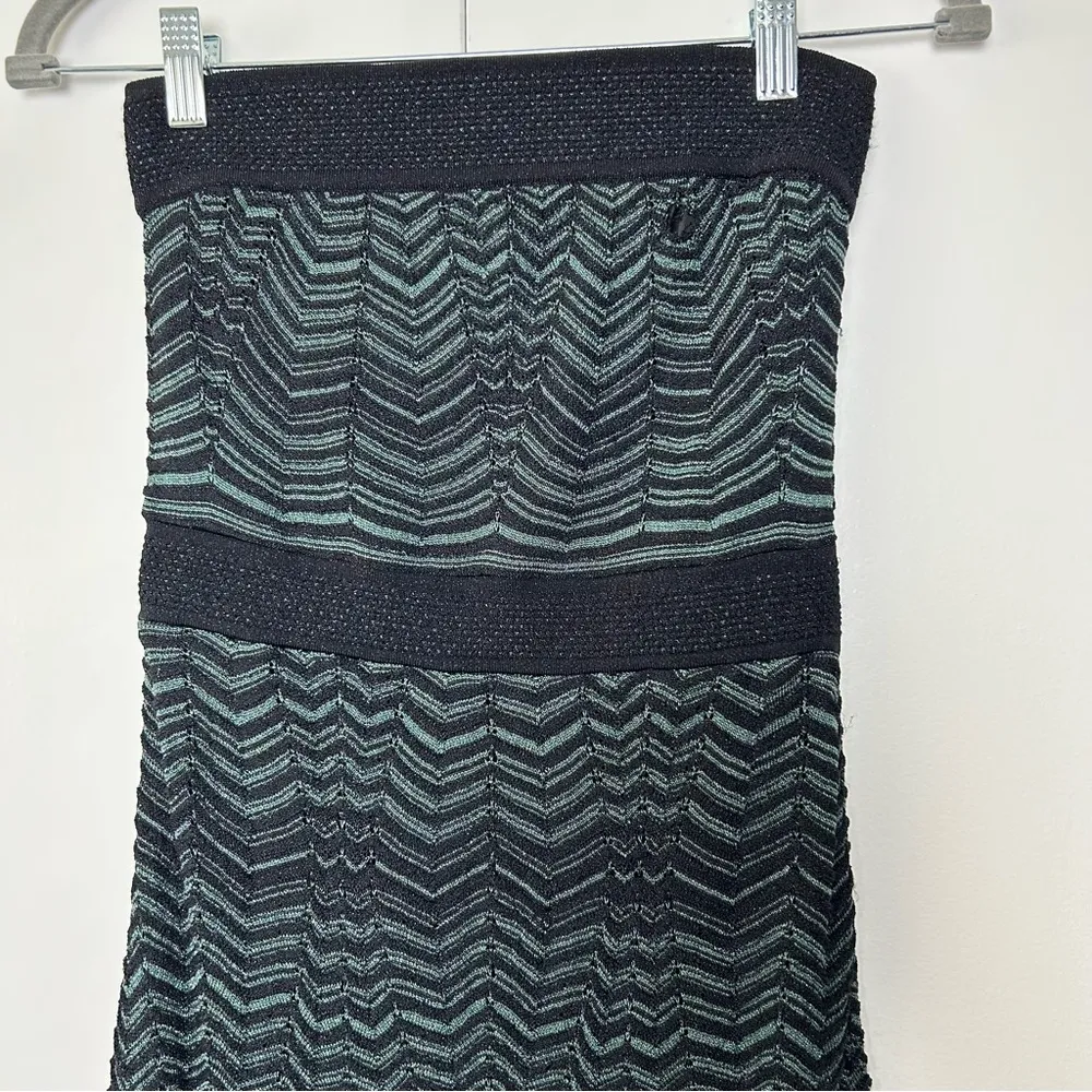M Missoni Tube Maxi Dress Zig Zag Stripes Metallic and Black - Image 2