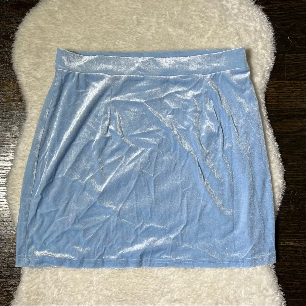 Romwe Light Blue Velvet Butterfly Mini Skirt - Image 9