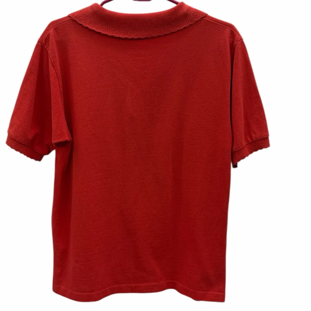 Guess George Marciano Womens Red Polo Shirt Lace Collar Cotton Medium - Image 8