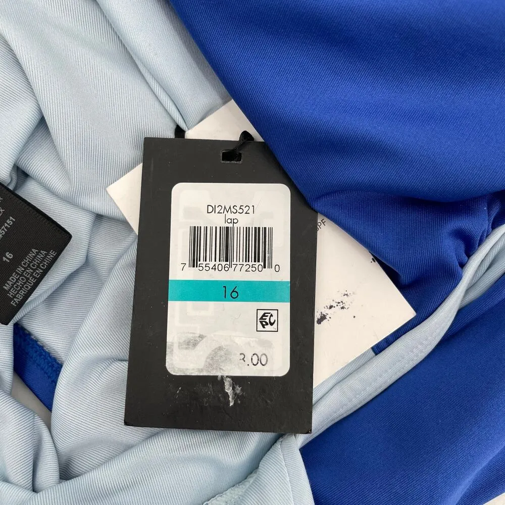 DKNY Lapis Swimsuit Size 16 Plunge Colorblock One Piece Plus Curvy Swim Blue NWT - Image 6