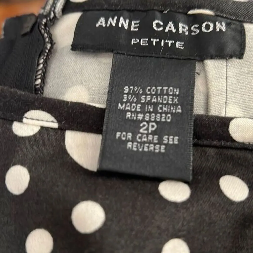 Anne Carson‎ Black White Polka Dot Mini Skirt Petite 2P Women’s Mod Retro A-Line - Image 5