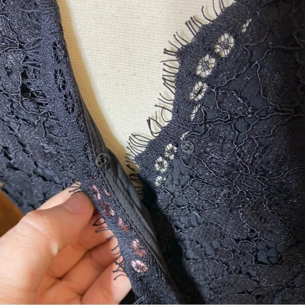 WAYF Spencer Black Lace Puff Sleeve Mini Dress - Image 7