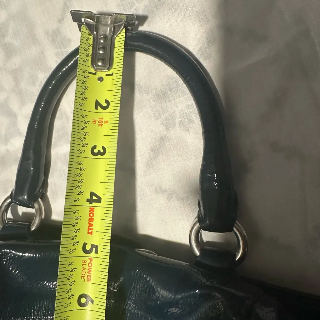 Coach Blue Patent Leather Satchel w shoulder strap - Image 12