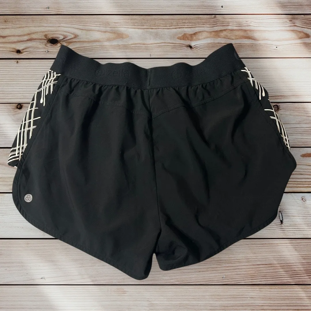 Zella‎ Lined Athletic Shorts Black Running Gym Activewear Drawstring Logo Medium - Image 2