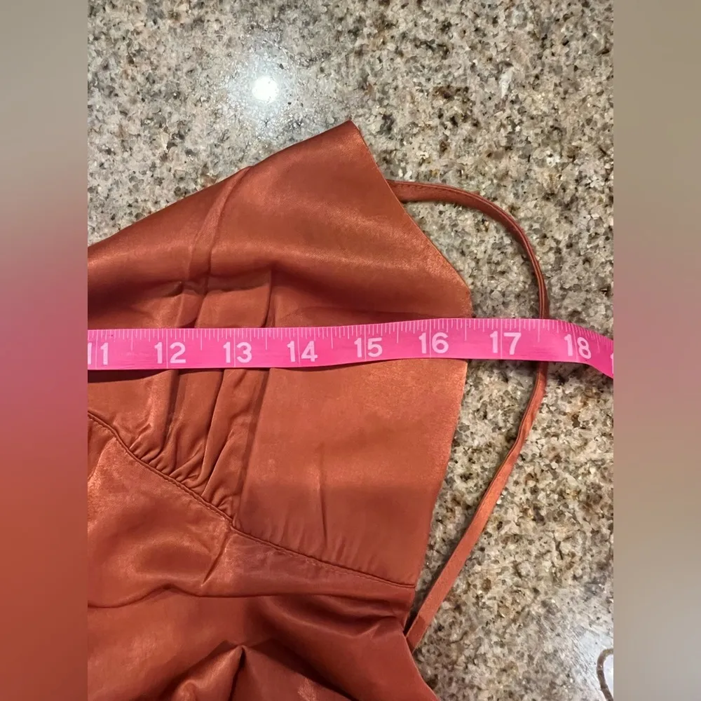 WeWoreWhat Slip Wide Leg Jumpsuit, size Small NWT straps & zipper color clay - Image 11