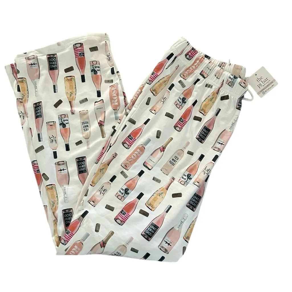 The Paisley Box Wine/Champagne Pajama Pants, Size Medium, NWT White - Image 3