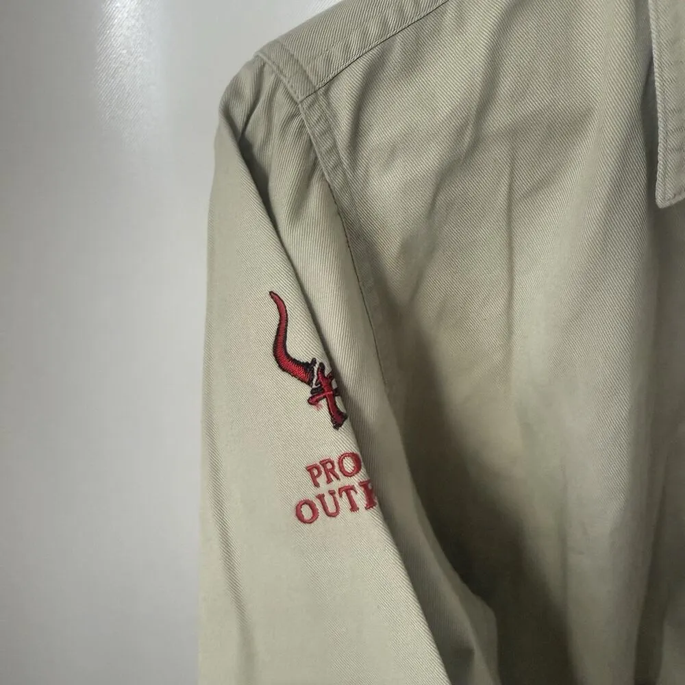 Roper Shirt 100% Cotton Tan Embroidered Button Front BD L/S 1 Pocket Rodeo Lg - Image 5