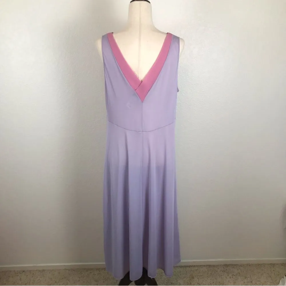 Vintage Vanity Fair lavender & mauve deep V neck & back Maxi slip dress XL* Purple - Image 4
