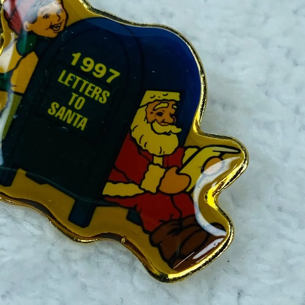 Vintage 1997 Letter to Santa Post Mailbox Santa Little Boy Pin Tie Tack Hallmark - Image 3