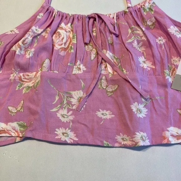 BP Floral Print Cami Top Pink Purple Butterfly Adjustable‎ Straps New XL - Image 7