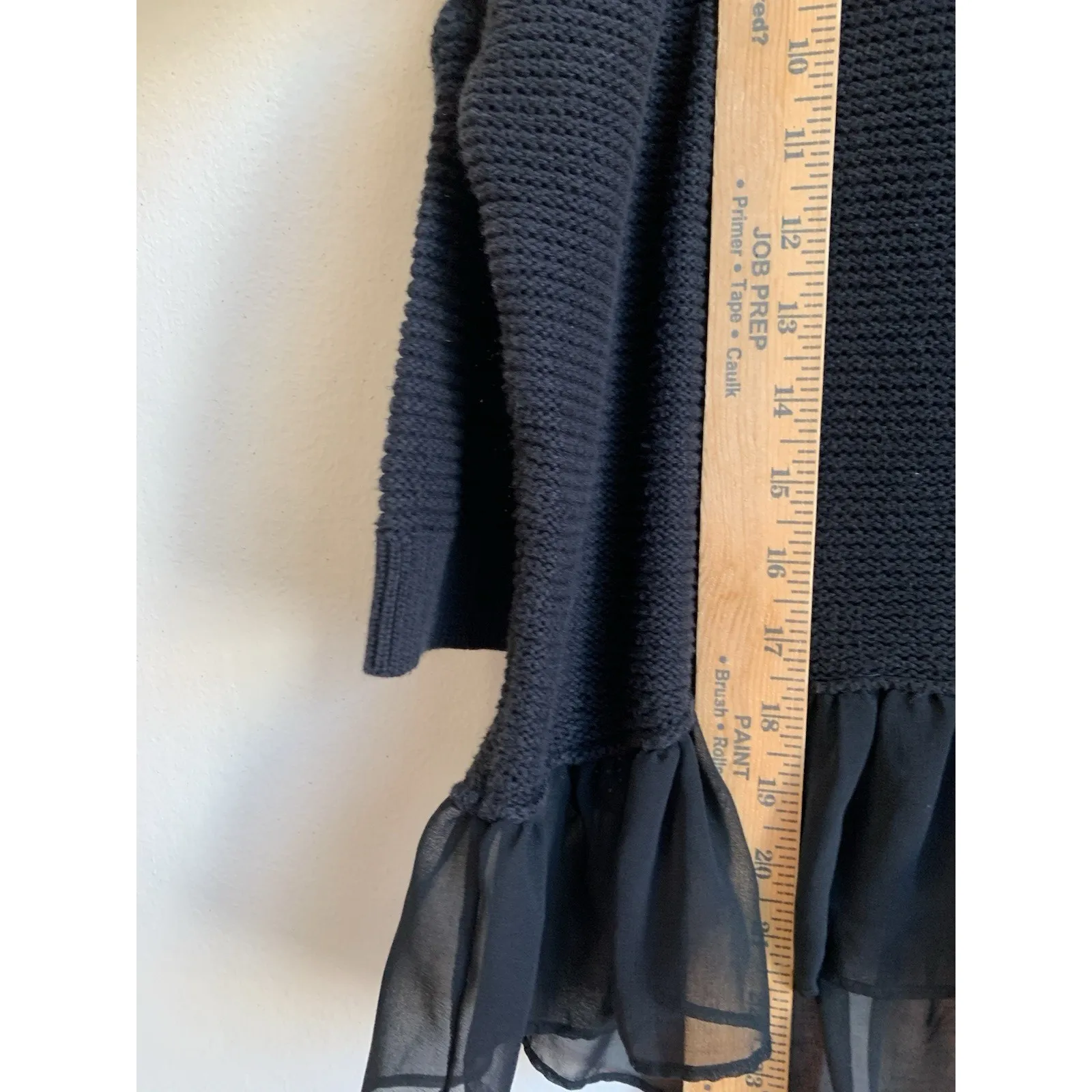 American Eagle Women’s Sweater Ruffle Hem Knit Pullover Black Size XS TP - Image 5