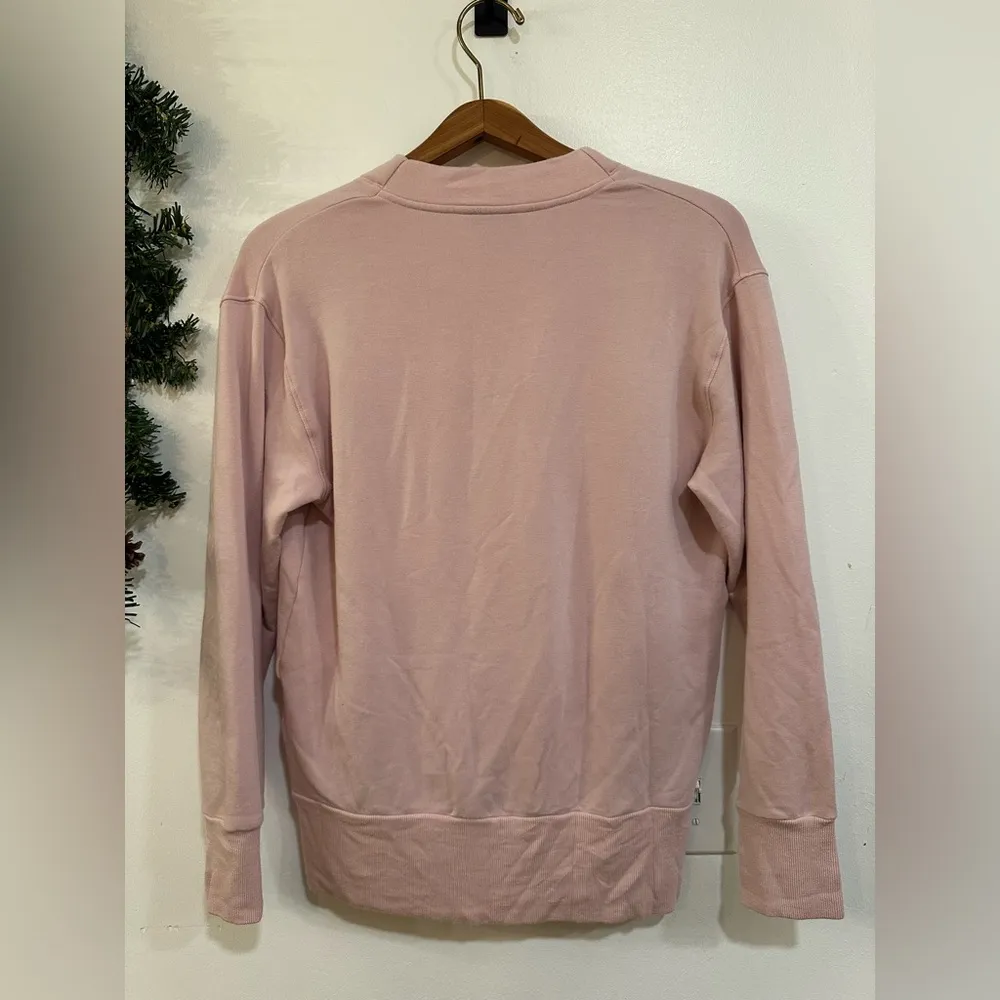 Athleta Purana V Neck Faux Wrap Sweatshirt Size XS Women’s Orchid Pink Top Soft - Image 4