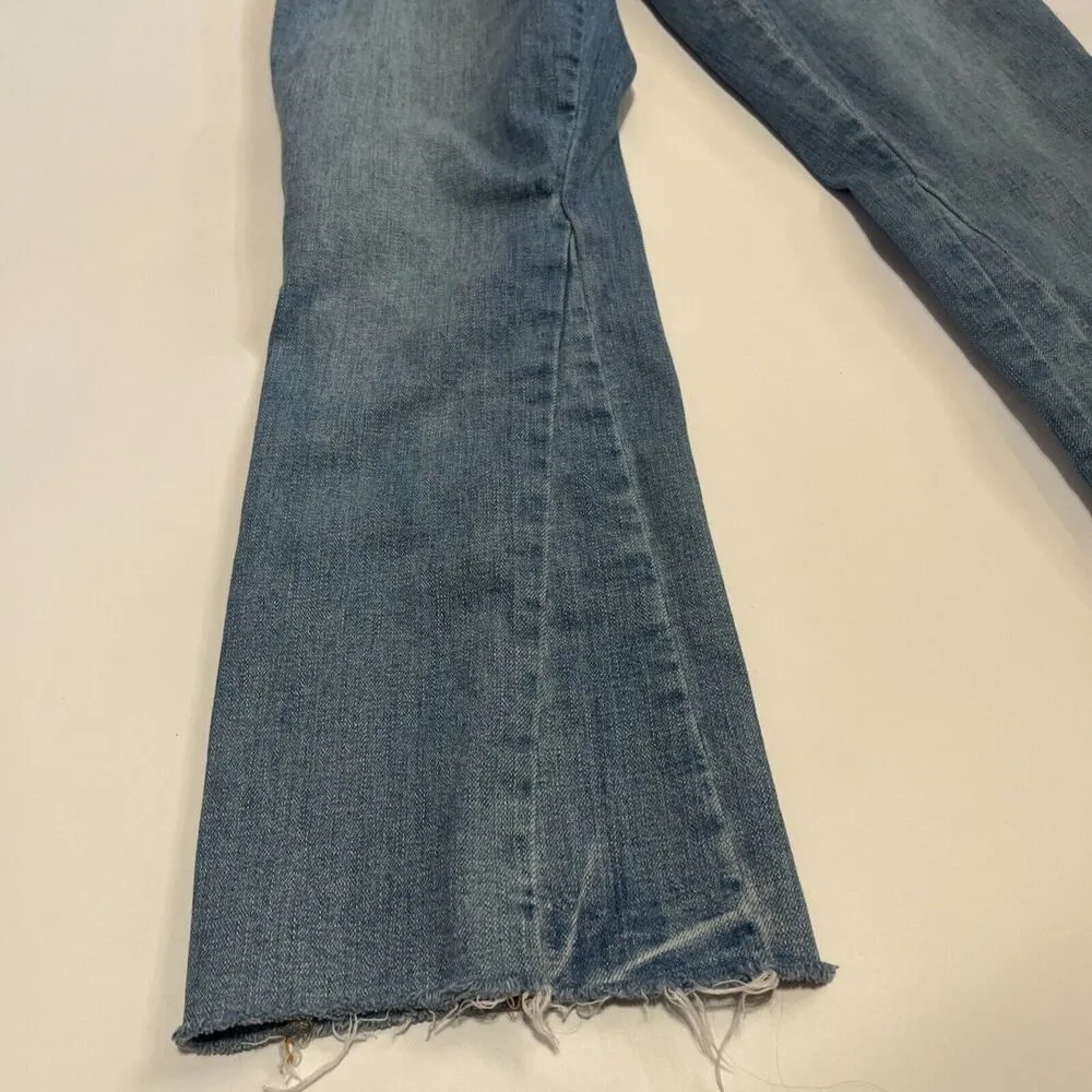 Sz 26 Rivet Detail Belt Out Crop Bootcut in Blue FREE PEOPLE - Image 4