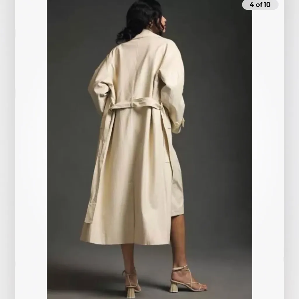 Anthropologie Stella Nova Jacquelina Faux Leather Trench Coat Size 40 EU. H - Image 4