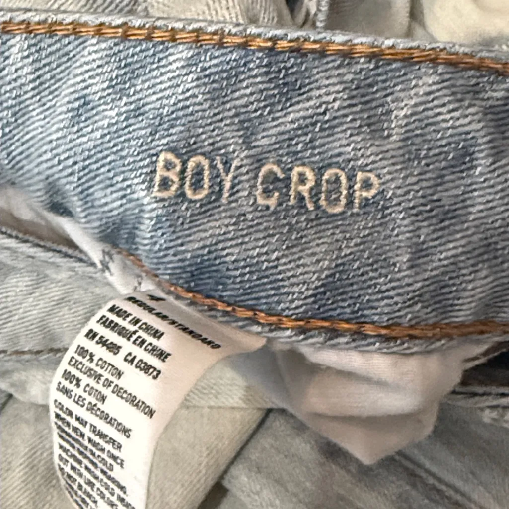 American Eagle  Boy Crop Button-Fly Light-Wash Distressed Jeans Size 4 - Image 8