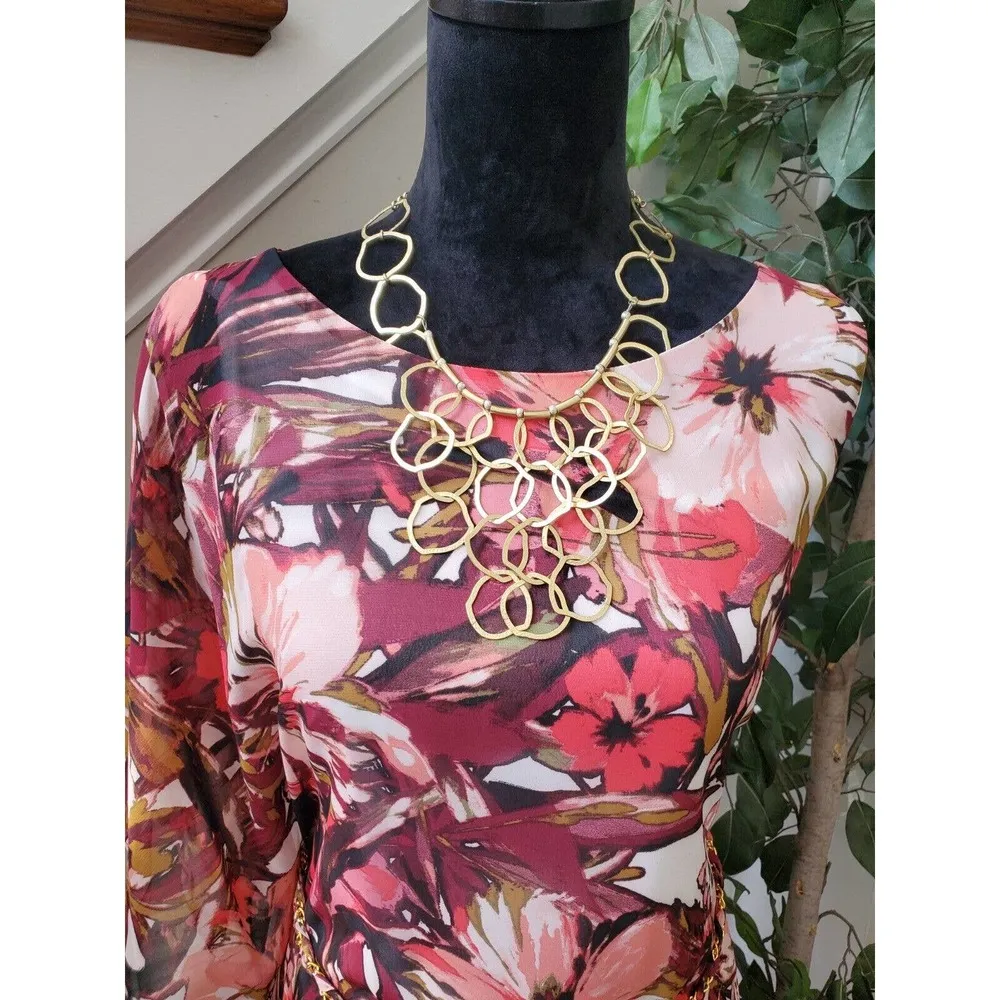 Thalia Sodi Women's Floral Polyester Round Neck Knee Length Dress Size Large - Image 2