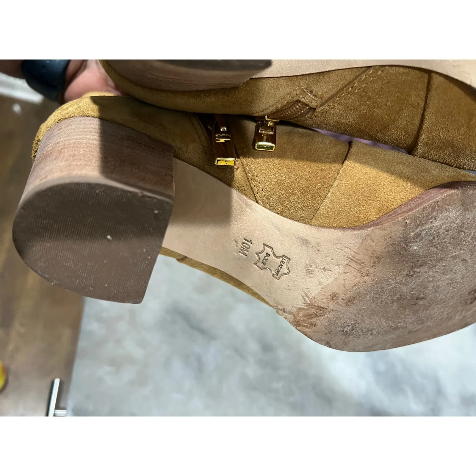 Tory Burch Women’s Suede Ankle Boots Tan Leather Sole Block Heel Size 10M - Image 11