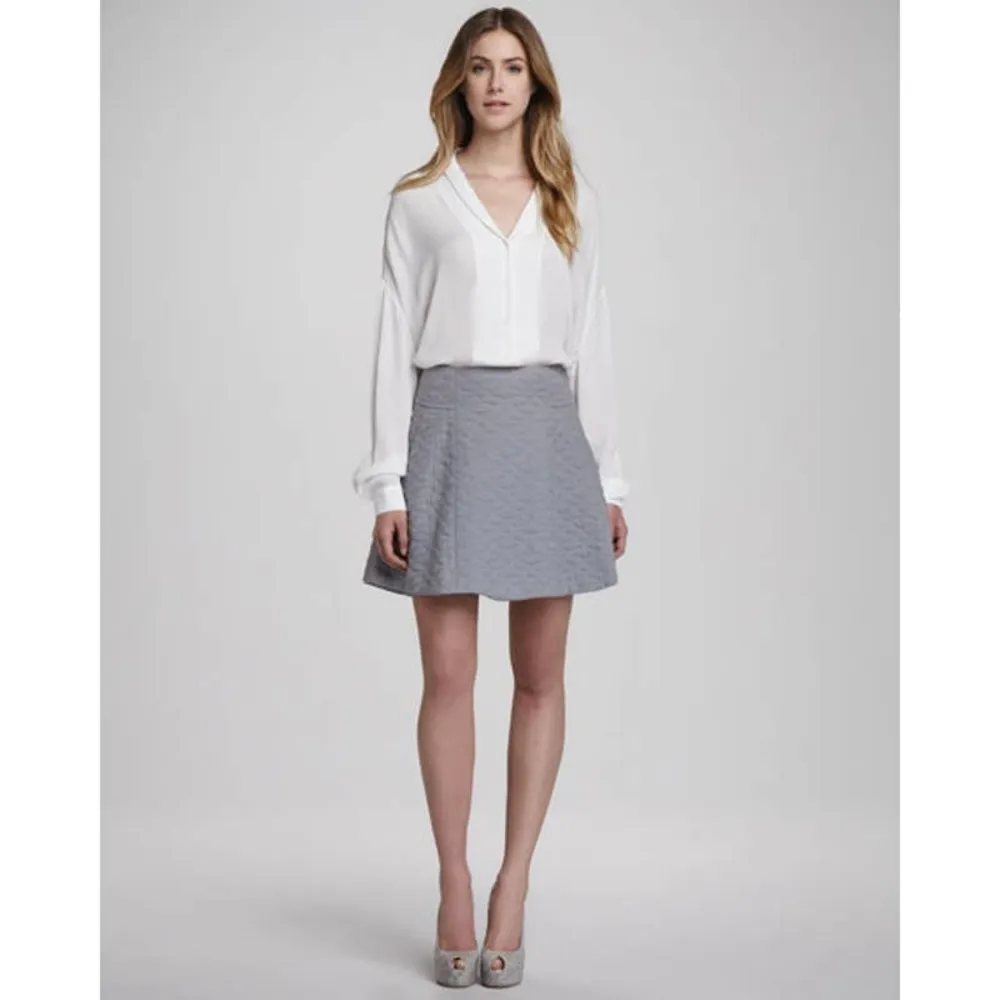 Theyskens' Theory Seedo Quilted Grey A-Line Skirt-0 - Image 9