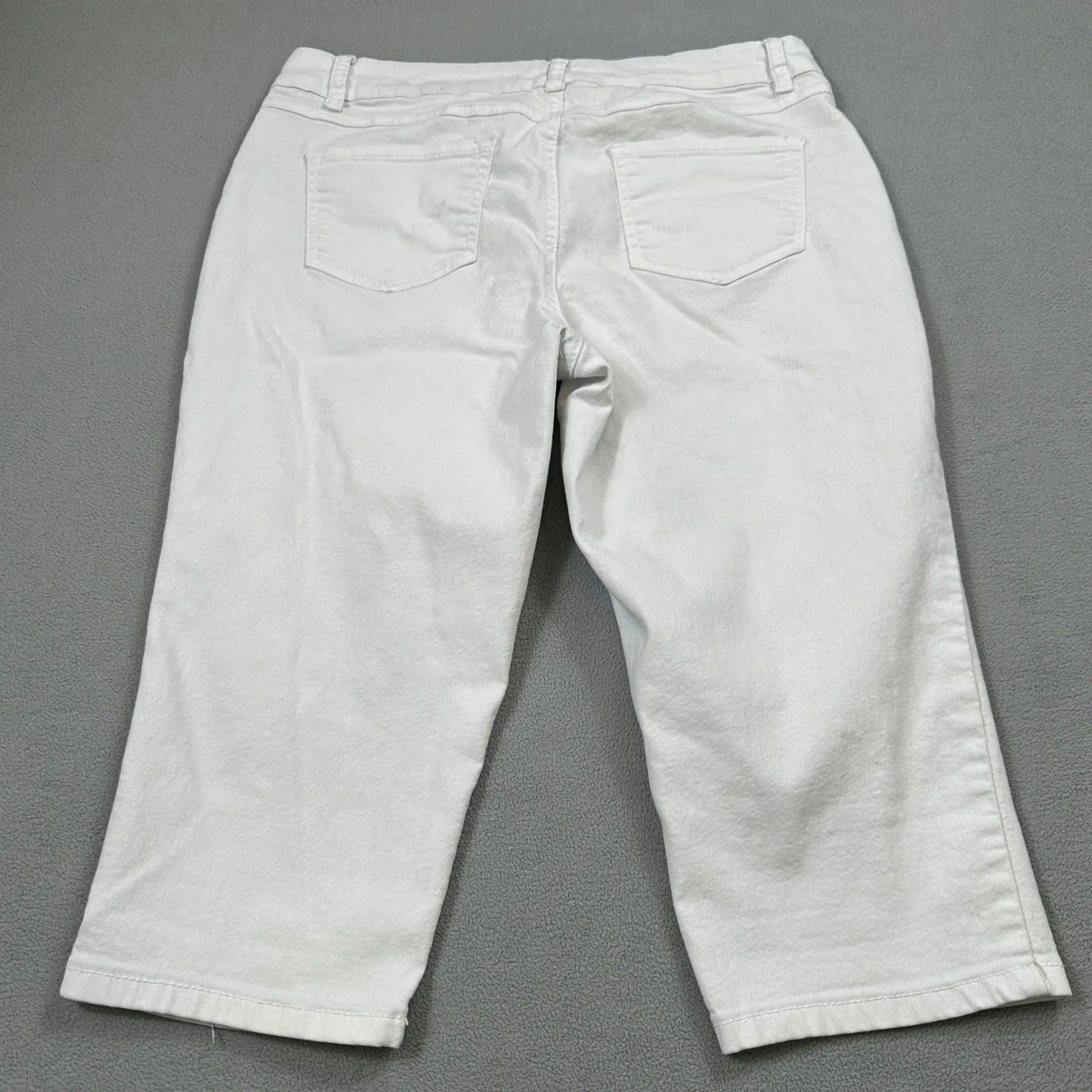 D.Jeans Capri Pants Womens 10 White Mid Rise Stretch Cropped Cotton Blend Denim - Image 2