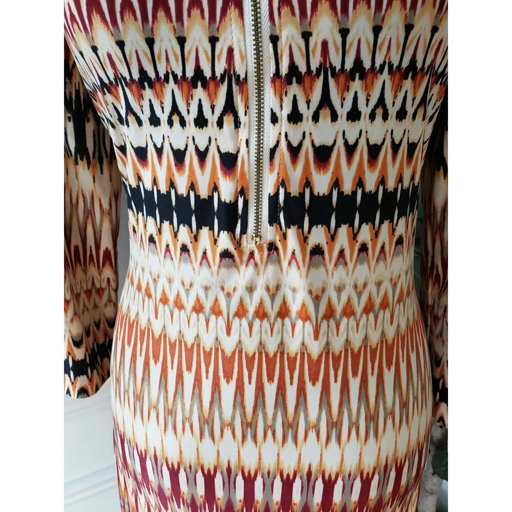 Tacera Midi Dress Womens S Multi Patterned Polyester Foldable Sleeve Quarter Zip - Image 9