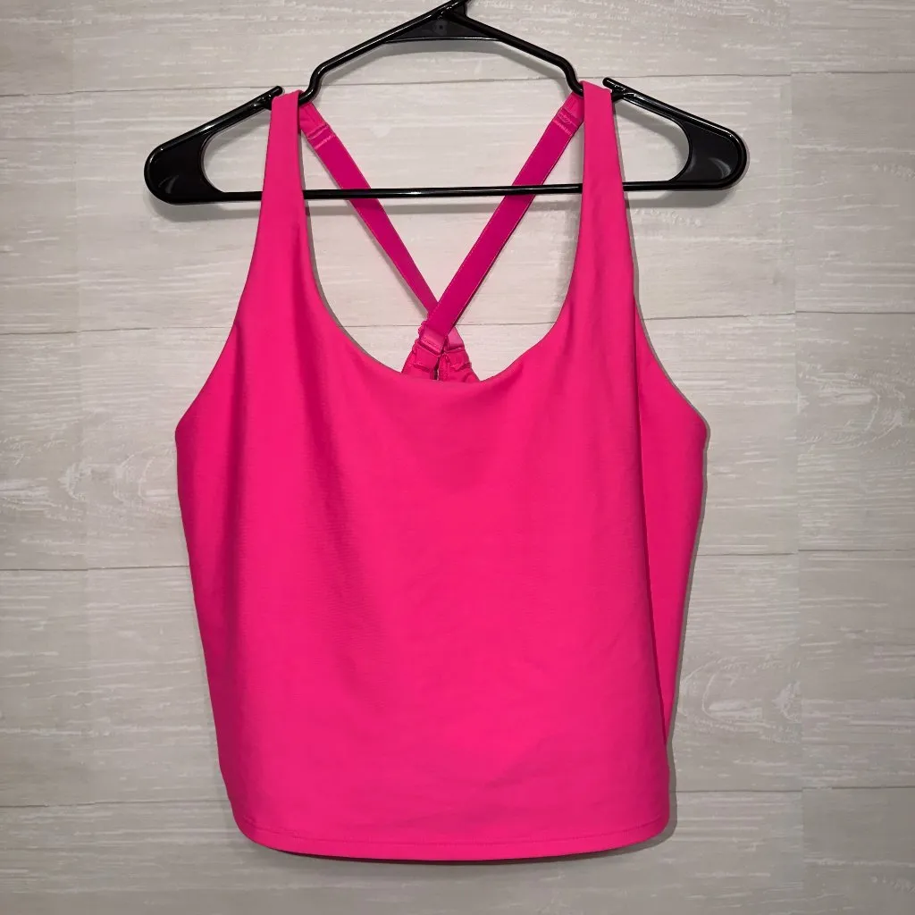 Old Navy PowerSoft Pink Light Support Cropped Tank Sports Bra Top Yoga Gym - Image 2