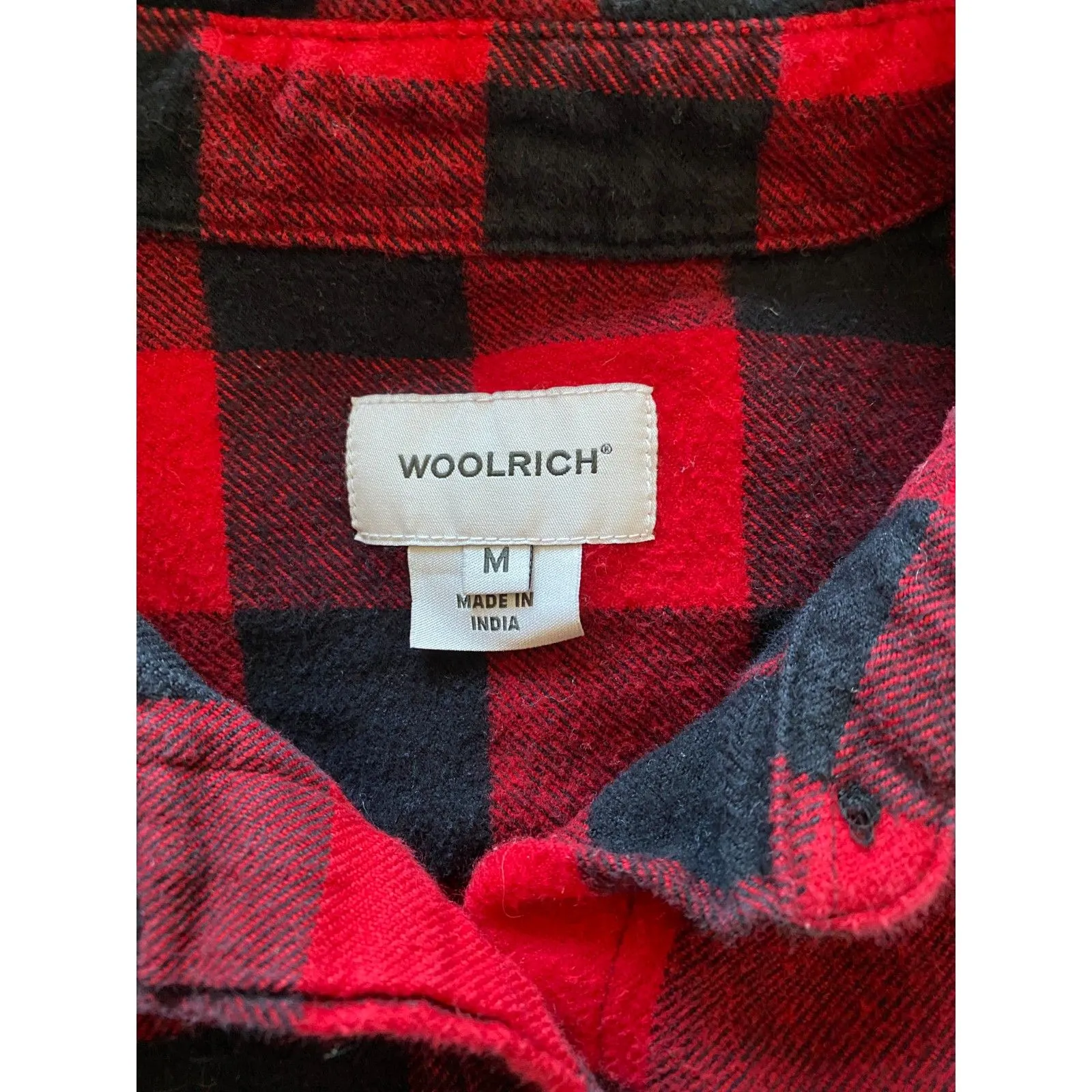 Woolrich Red Buffalo Check Flannel Archive Pattern Long Sleeve Button Up Shirt M - Image 4
