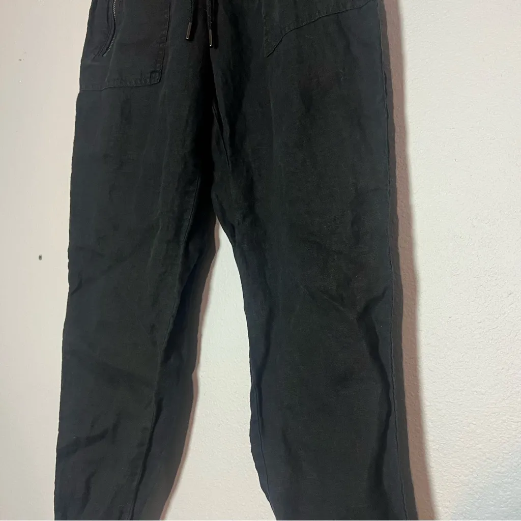 Athleta Black Cabo Linen Jogger Pants Size 6P 6 Petite Ankle Cropped High Rise - Image 7