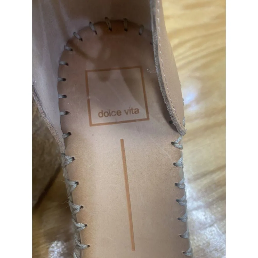 Dolce Vita Nilton 9.5 Espadrille Women's Beige Leather Braided Wedge Sandals B50 - Image 3