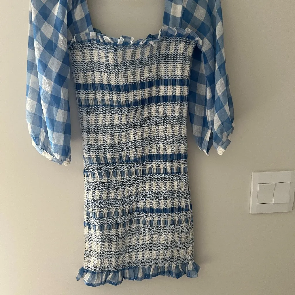 Capulet blue and white gingham dress size small - Image 5