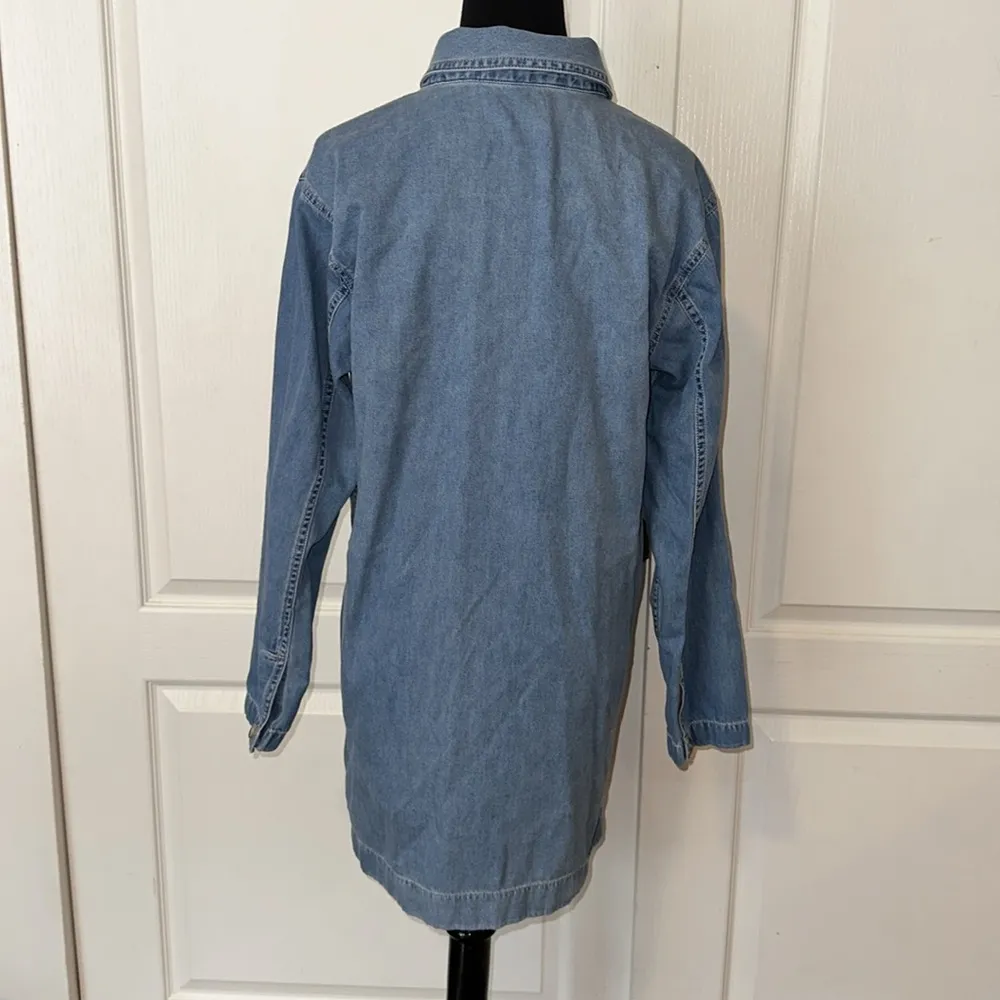 J CREW HENLEY LONG SLEEVE DENIM POLO SUMMER PREPPY DRESS - Image 3