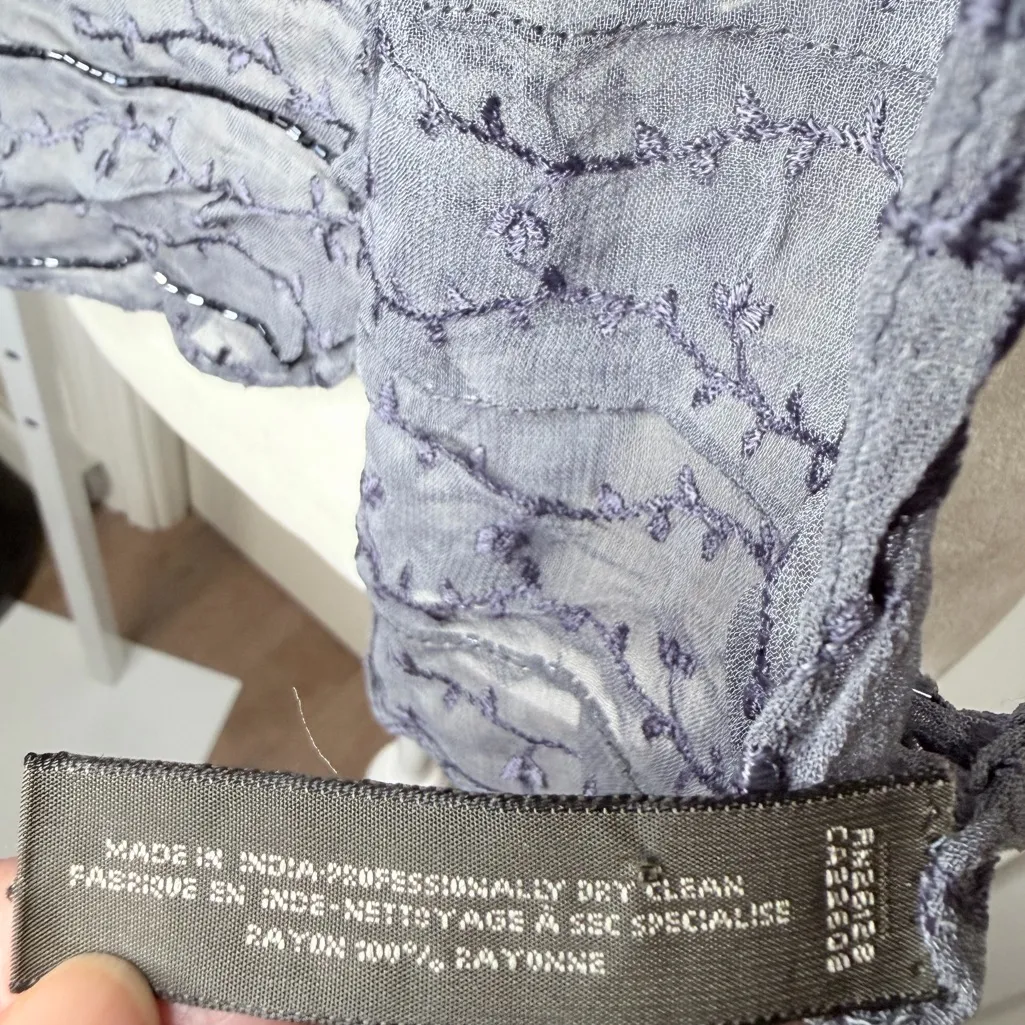 Whimsygoth fairy grunge Echo Charcoal blue Textured beaded Scarf Gray - Image 5