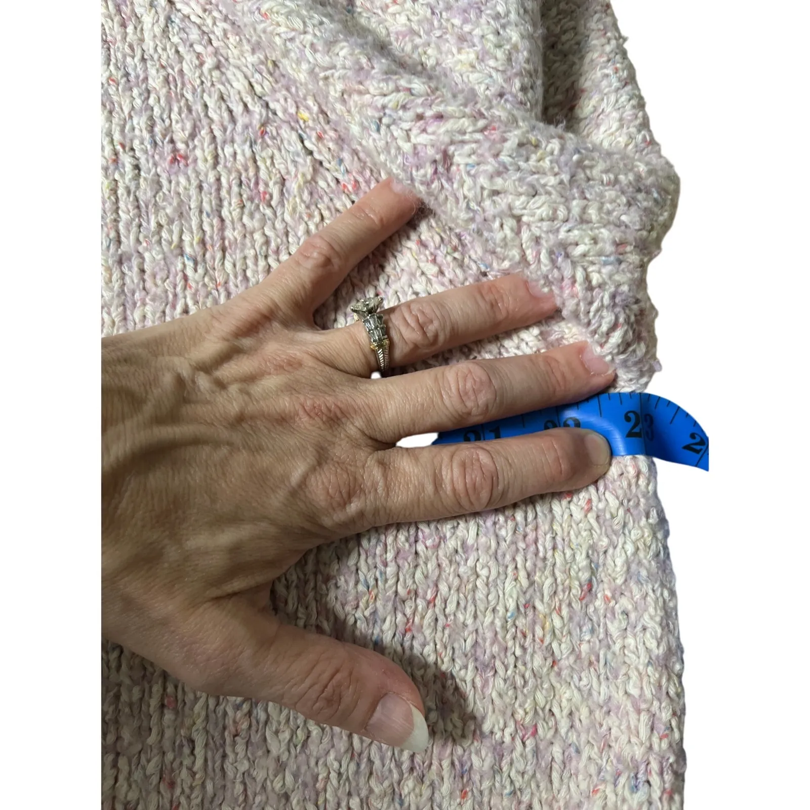 Anthropologie Sweater Small Pink Marled Knit Boxy Drop‎ Shoulder Pullover - Image 7