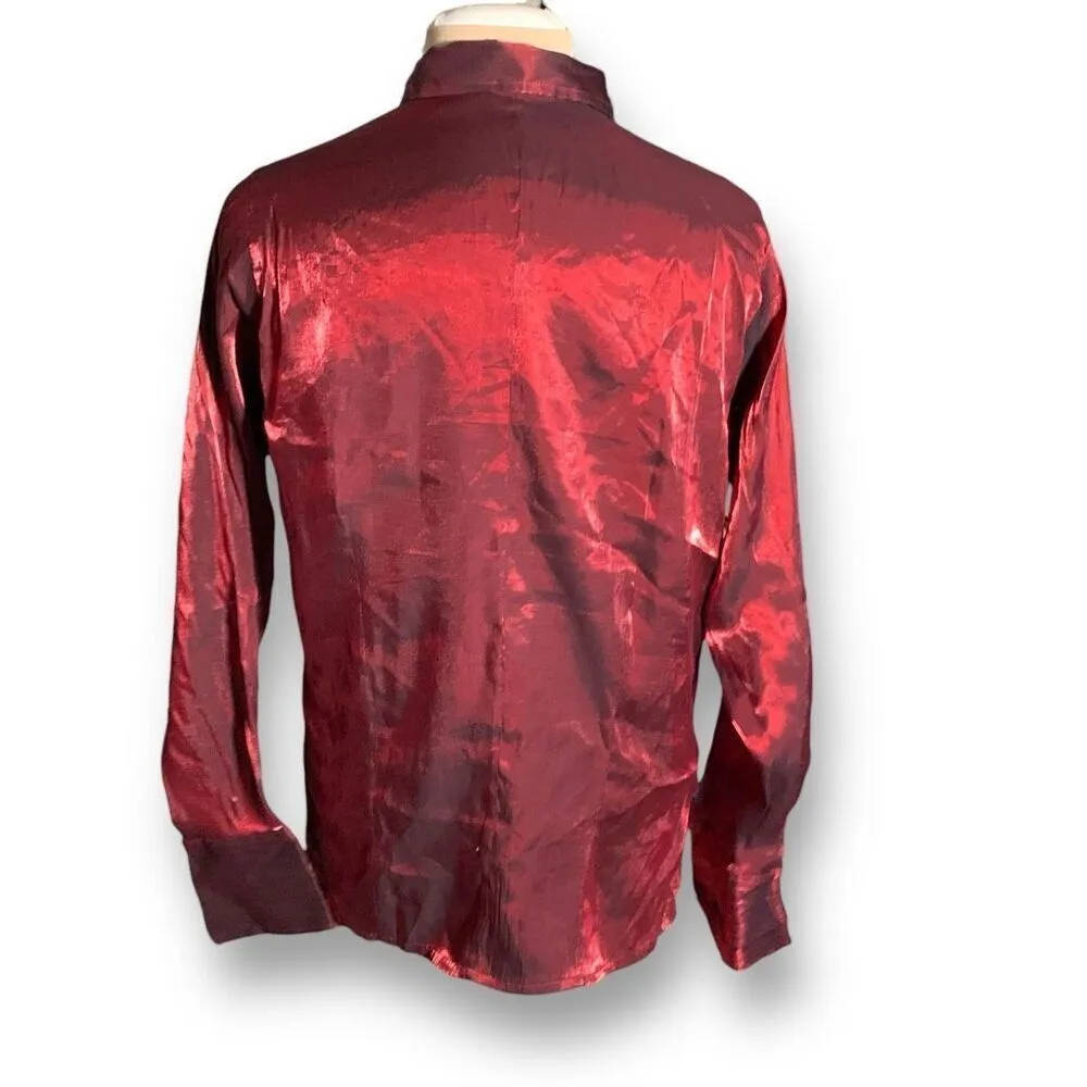 Vintage Caran New York Metallic Maroon Red Button - Image 4