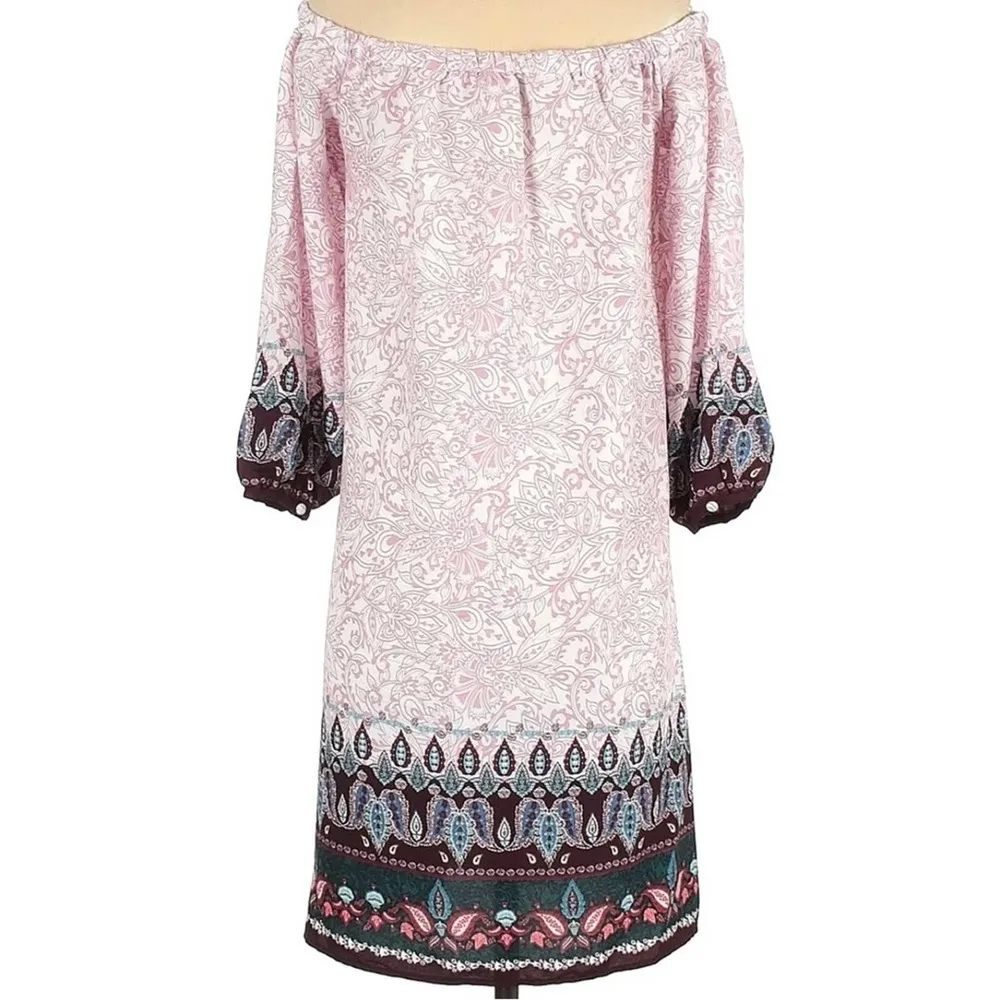 LOFT Vine Paisley Off The Shoulder Halter Dress Pink Multicolor Size Medium - Image 50