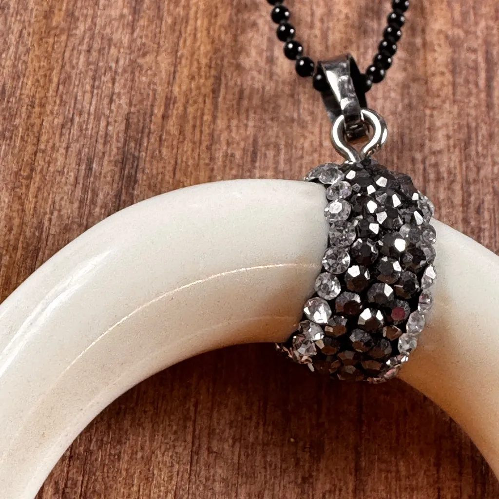 Free People Crescent Pendant Necklace with Black Chain - Image 8