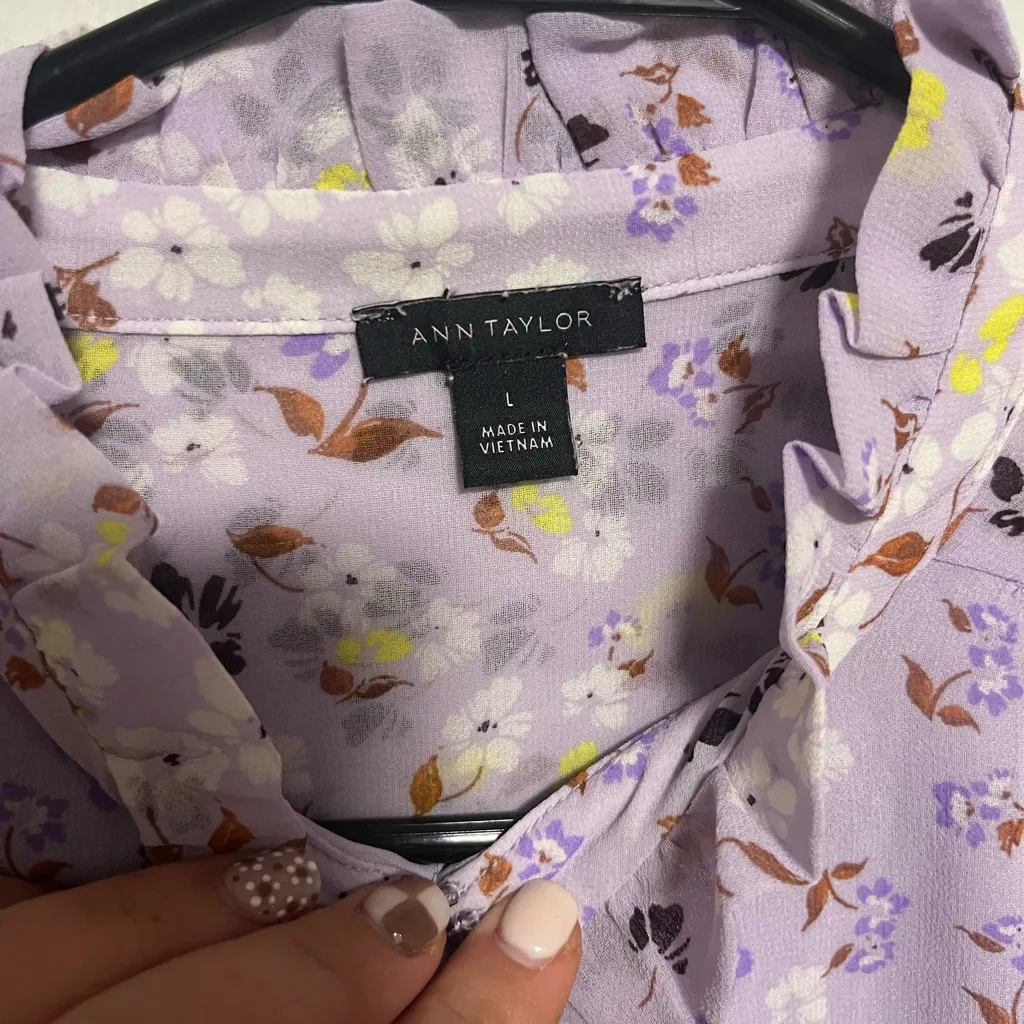 Ann Taylor Purple Floral Blouse - Image 3