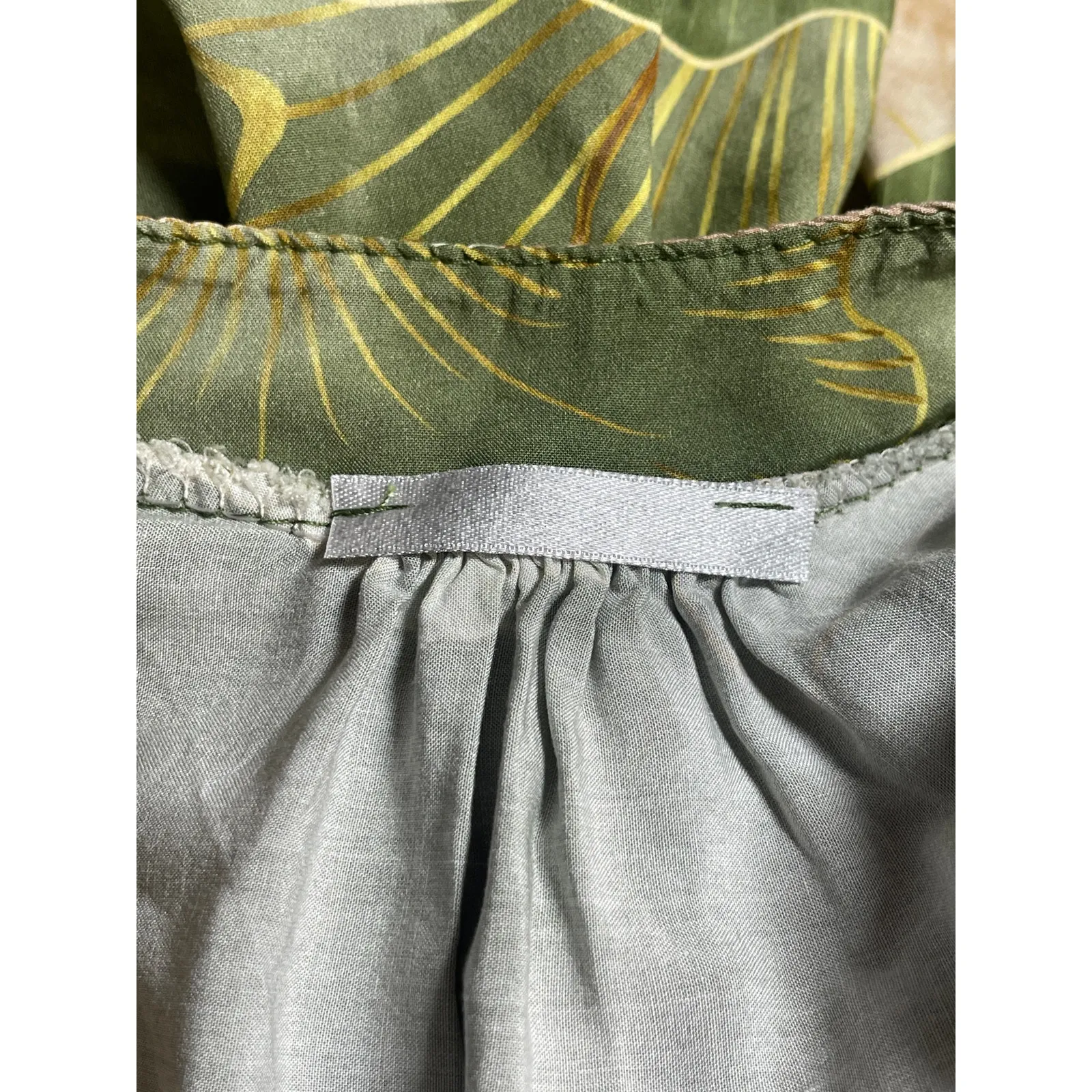 Women's Green Floral Long Sleeve Tiered Ruffle Button Up Shirt Mini Dress S/M - Image 4