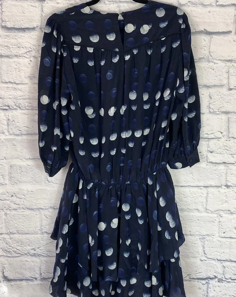 Zadig & Voltaire  Rooka navy blue polka dot silk ruffle mini dress large - Image 5