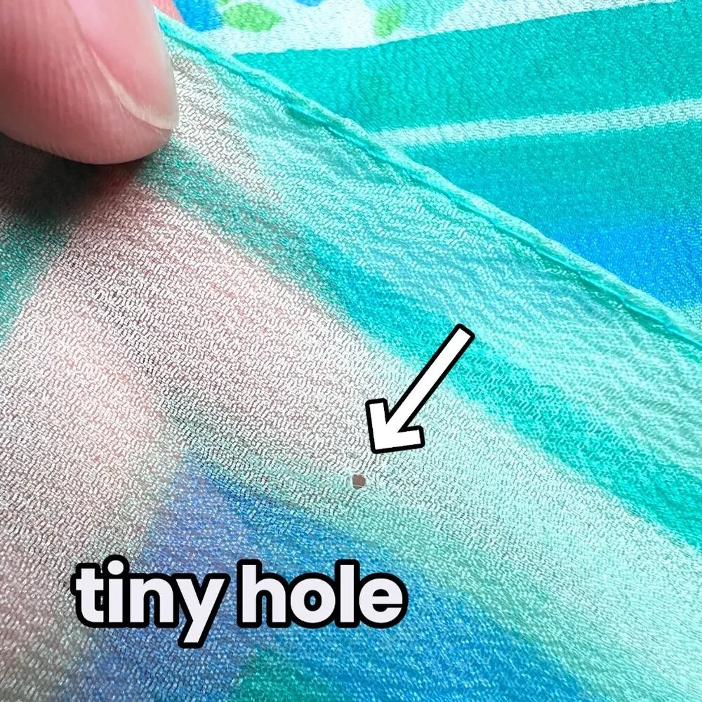 Vintage 1960s Glentex Floral Sheer Nylon Scarf Teal Aqua Blue - Image 10