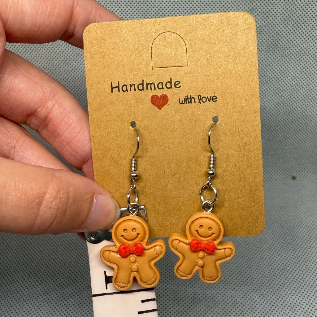 Handmade Gingerbread Earrings Brown - Image 5