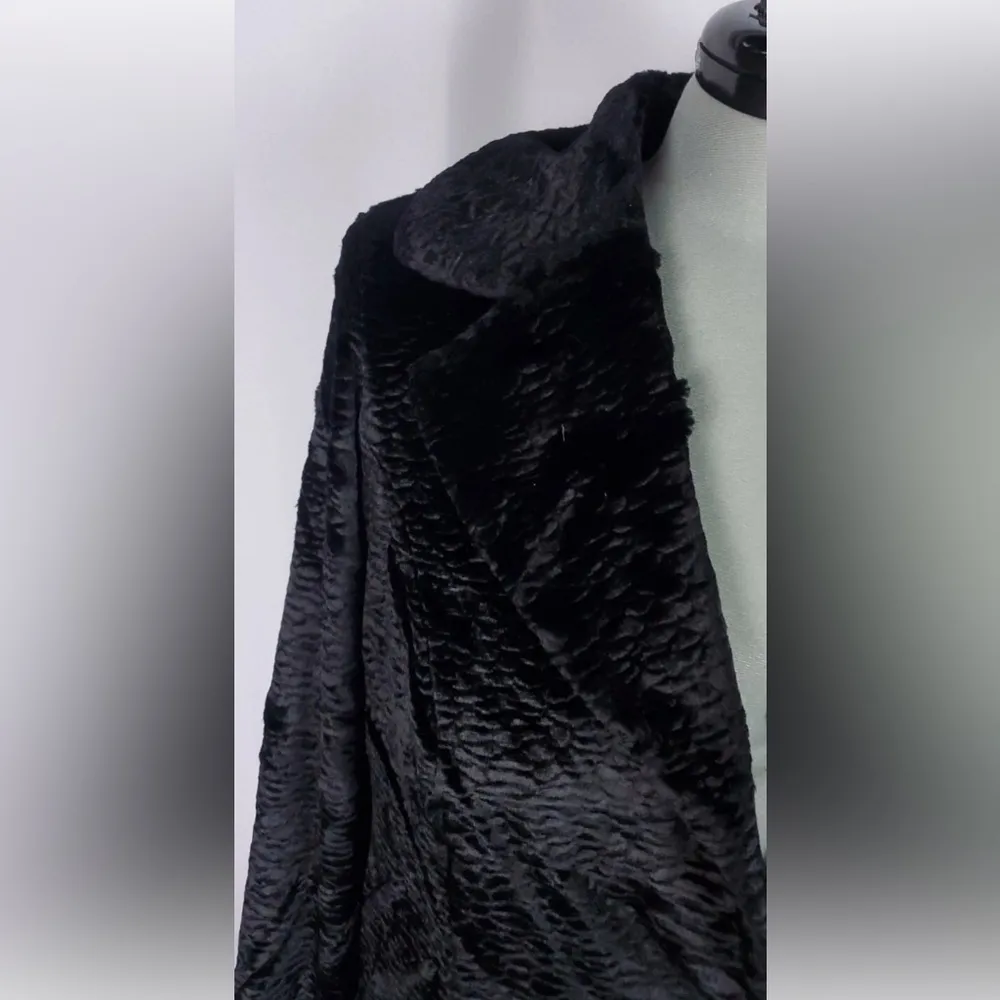 Donna Salyers Fabulous Furs Womens Black Grooved Faux Fur Coat Luxe Glam Size 2X - Image 5