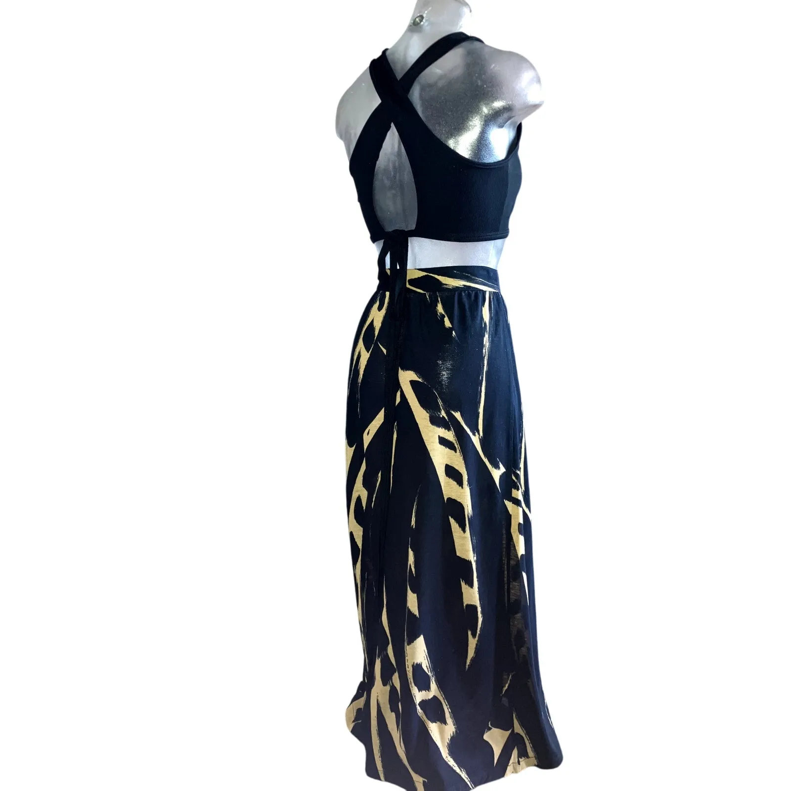 Vintage MISSONI  Printed Midi Wrap Skirt IT 42 Fits Size Small S Black Beige - Image 10