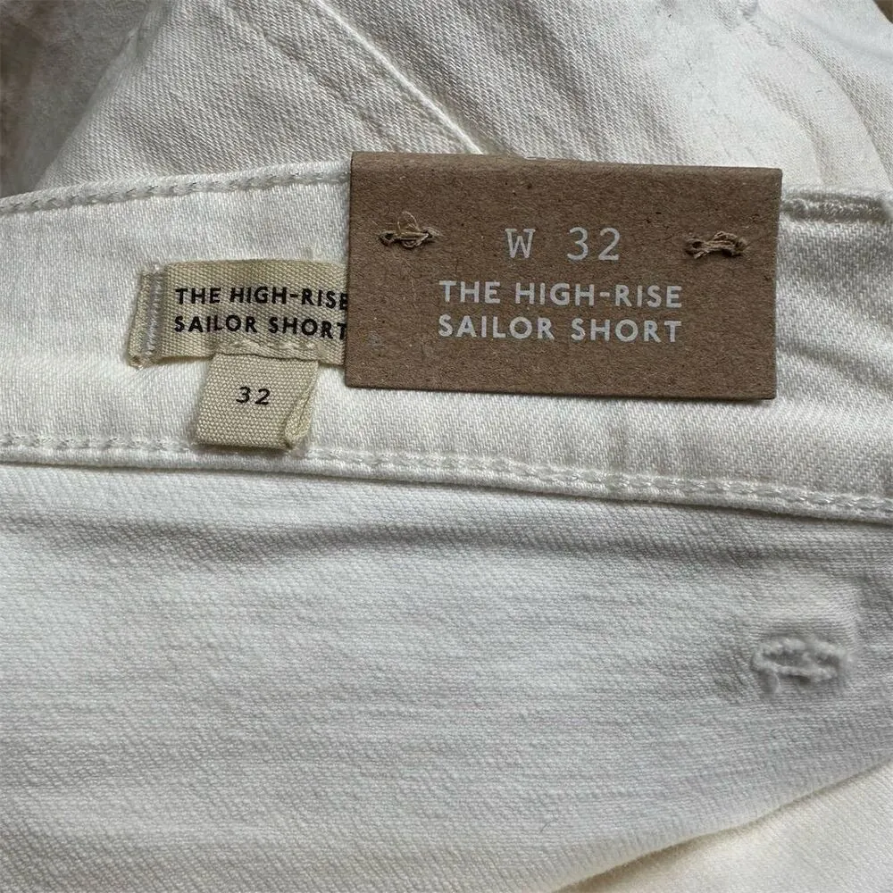 NWT Madewell Women's Denim Emmett Short Patch Pocket High-Rise Sailor White 32 - Image 11