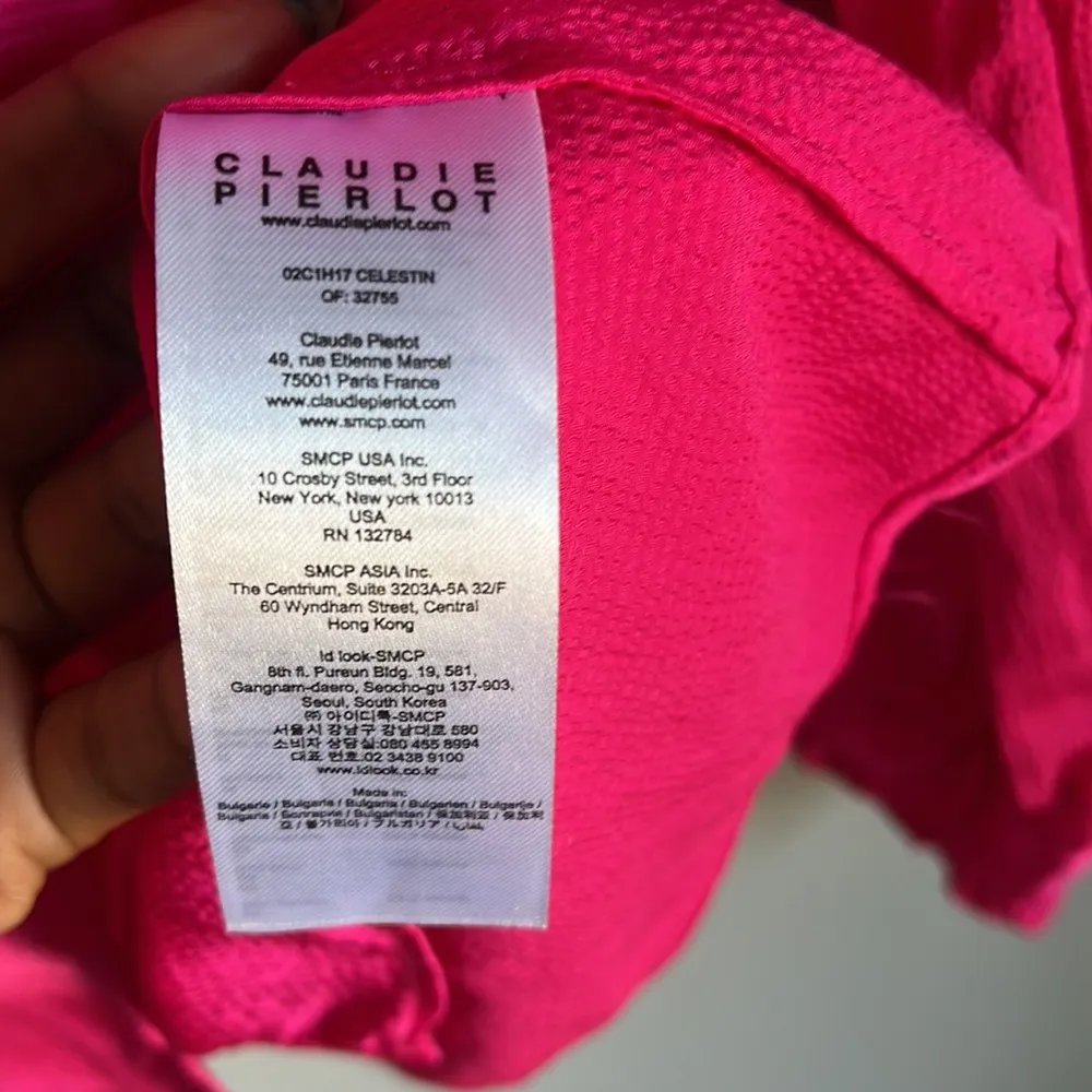 claudie pierlot satin button down shirt in fuchsia Pink Size M - Image 6