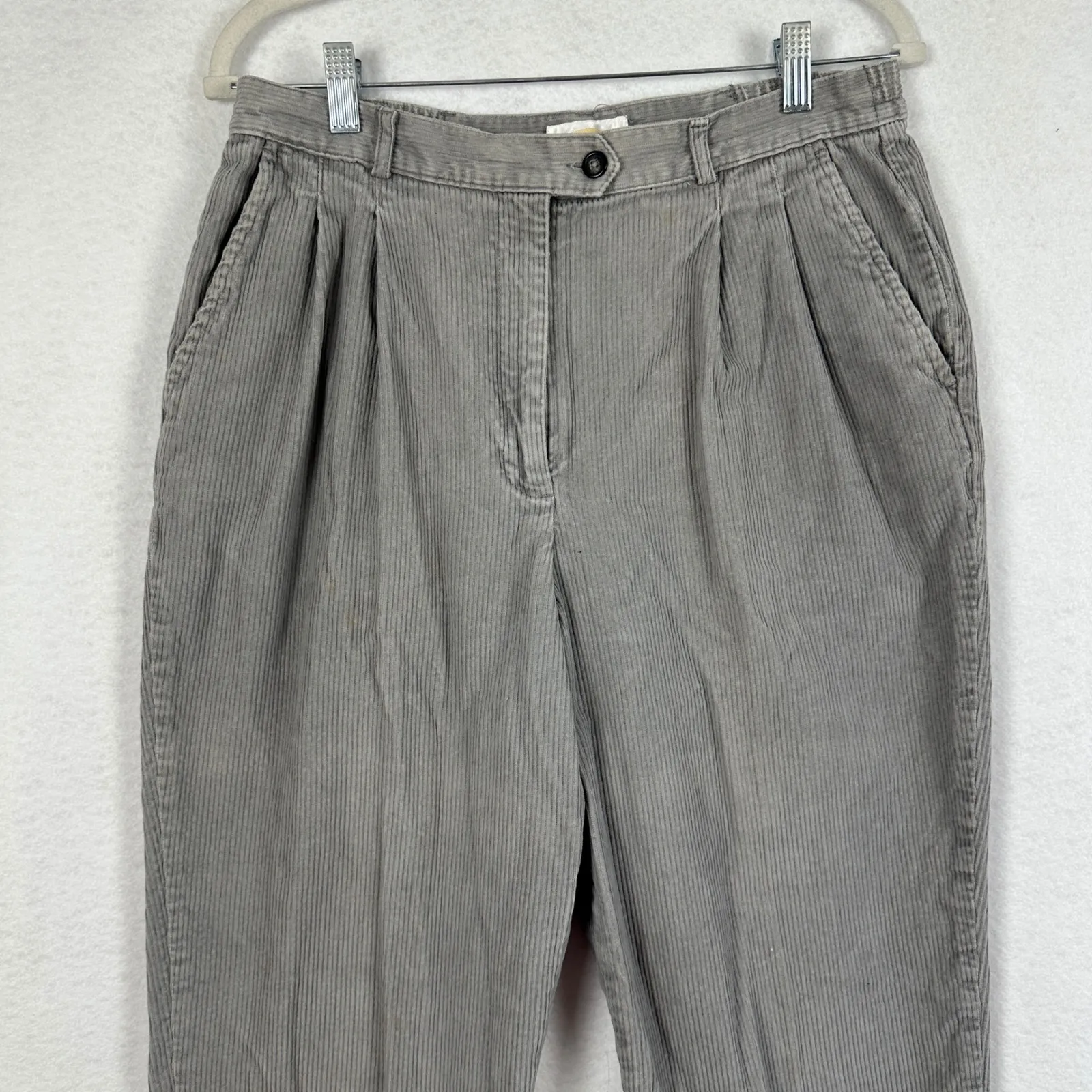 Talbots Corduroy Pants‎ Women's Size 10 Pleated High Waist Gray Trousers Casual - Image 3