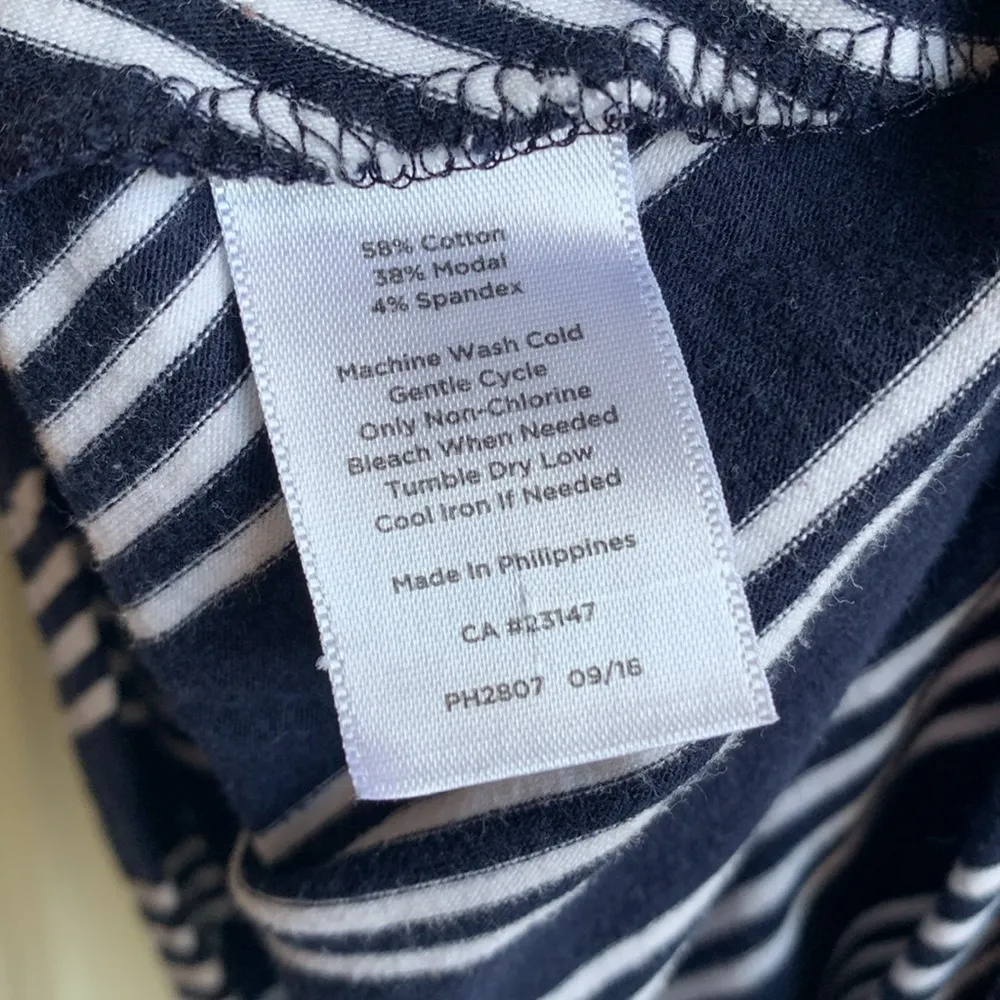 Talbots Petite Pull On Stretch Jersey Maxi Skirt (Sz XP) Nautical Navy & White - Image 5