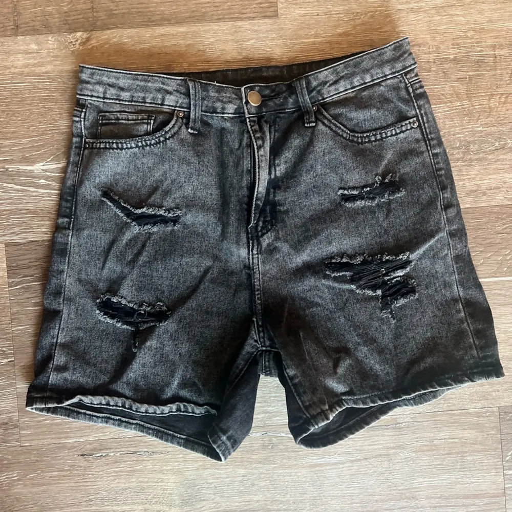 None Black distressed Denim Shorts - Image 2