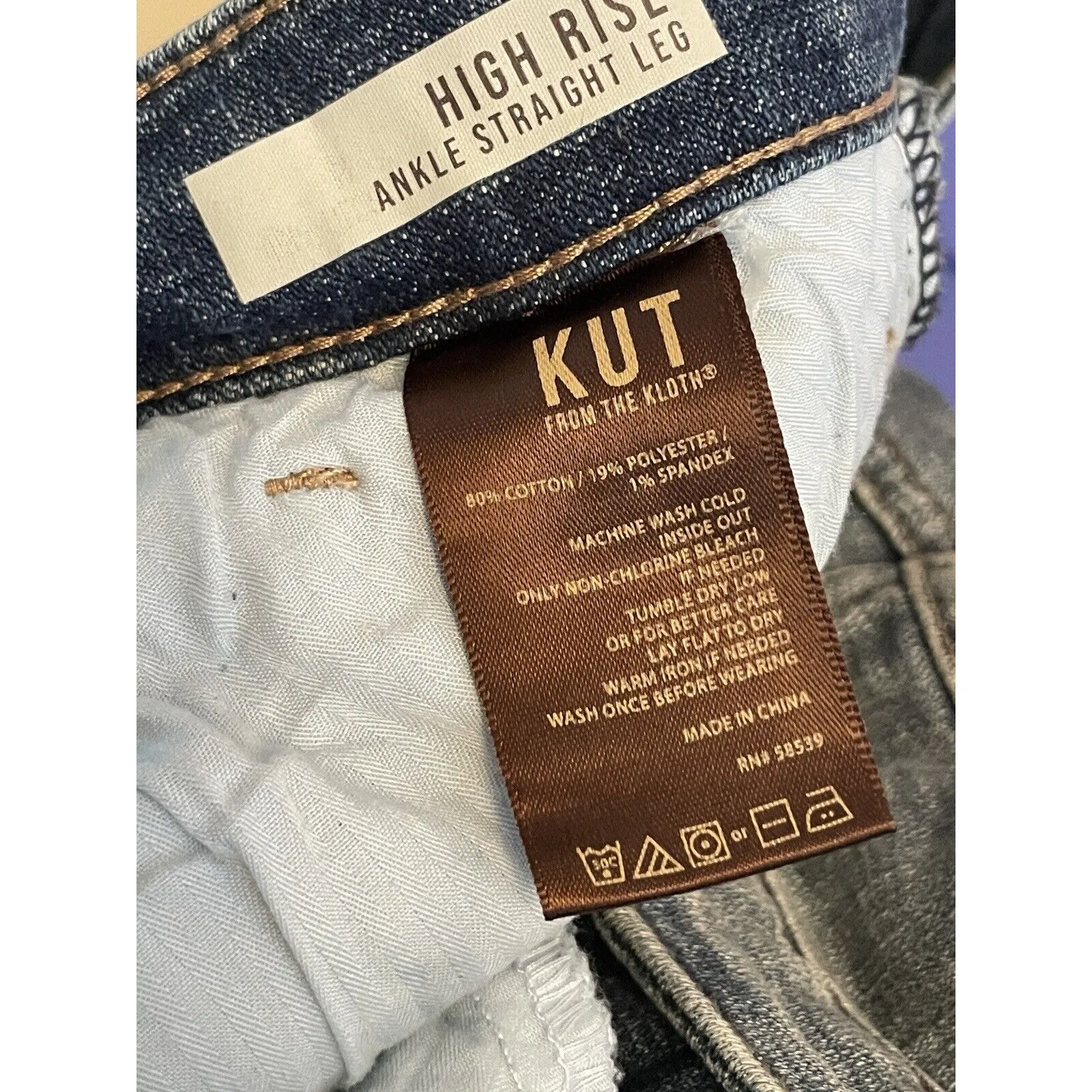 Kut From The Kloth High Rise Ankle‎ Straight Leg Jeans Size 20W Blue Rips NWT - Image 7